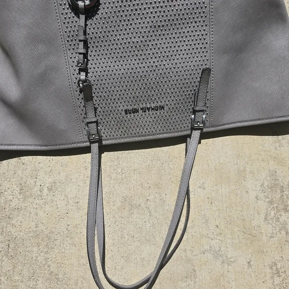 $298 Michael Kors Signature Jetset Center Tote HandBag Women Leather Gray Rare - Picture 8 of 16